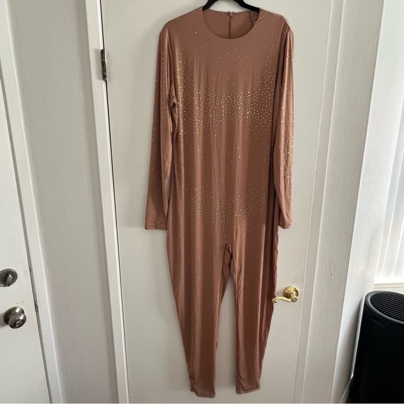 Skims x Swarovski Jelly Long Sleeve Catsuit Sienna Embellished Jumpsuit Nude 4X - Picture 6 of 13